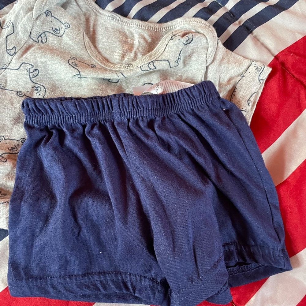 2 piece, onesie, shorts